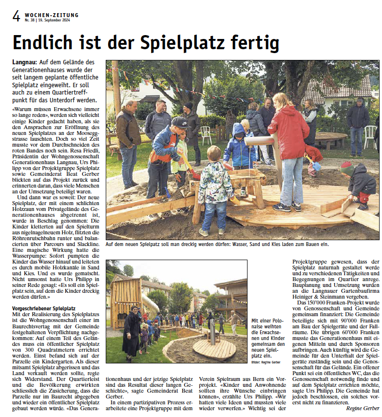 Endlich ist der Spielplatz fertig